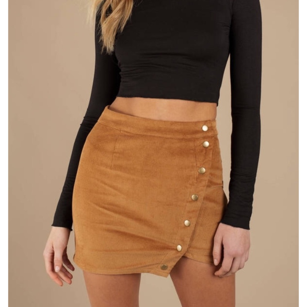 Asymmetrical camel corduroy skirt-Tobi, new!
